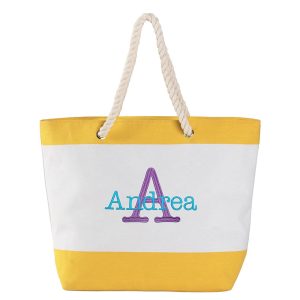 Personalized Colorful Beach Tote - Yellow