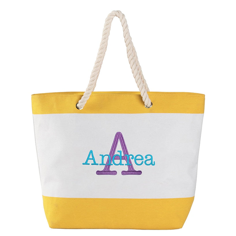 Personalized Colorful Beach Tote - Yellow