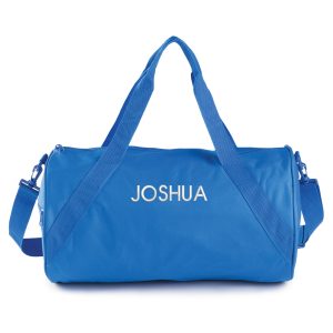 Personalized Travel Bag with White Block Name - Royal Blue