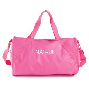 Personalized Travel Bag with White Block Name - Pink
