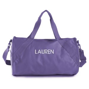 Personalized Travel Bag with White Block Name - Purple