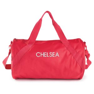 Personalized Travel Bag with White Block Name - Red